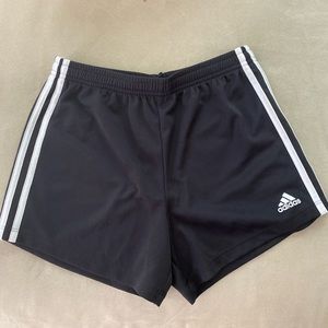 women’s black and white striped adidas shorts